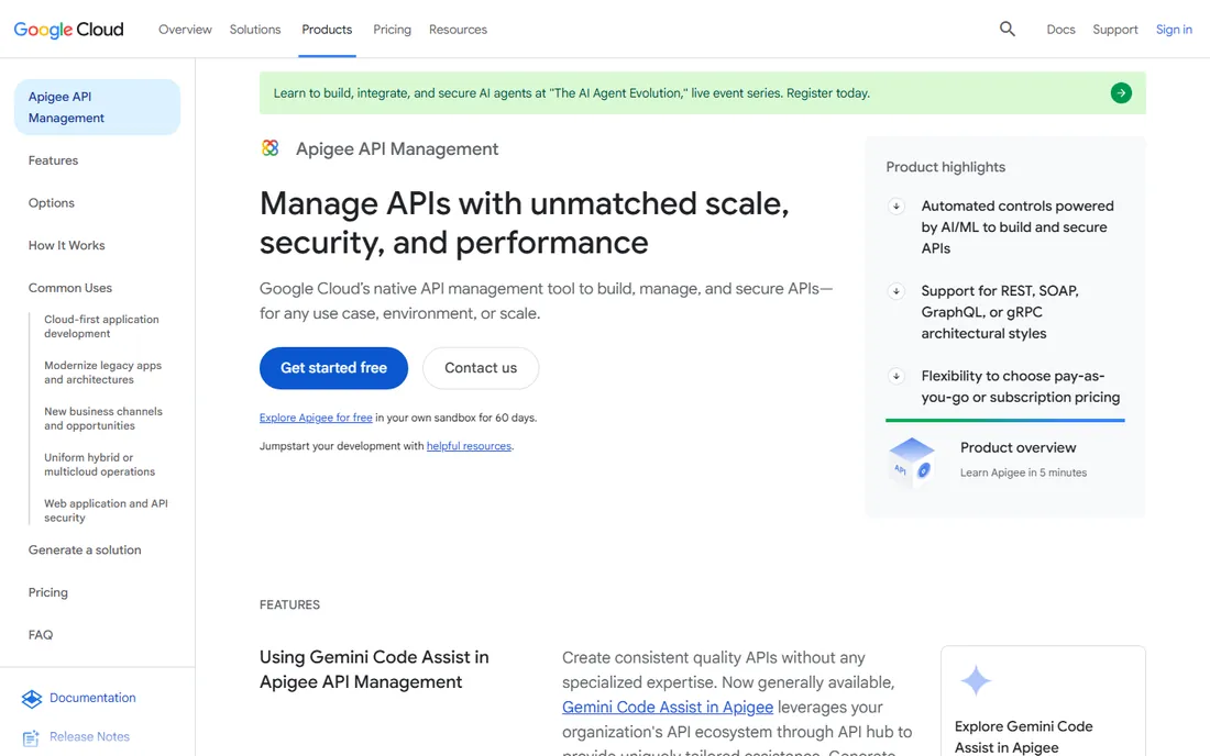 Apigee homepage