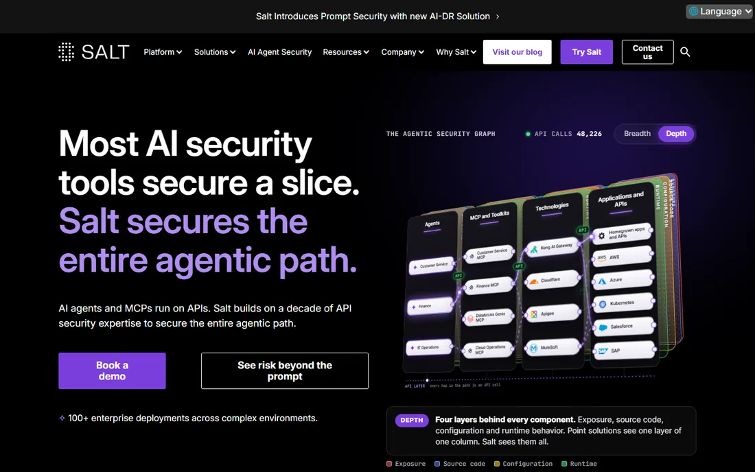 Salt Security homepage