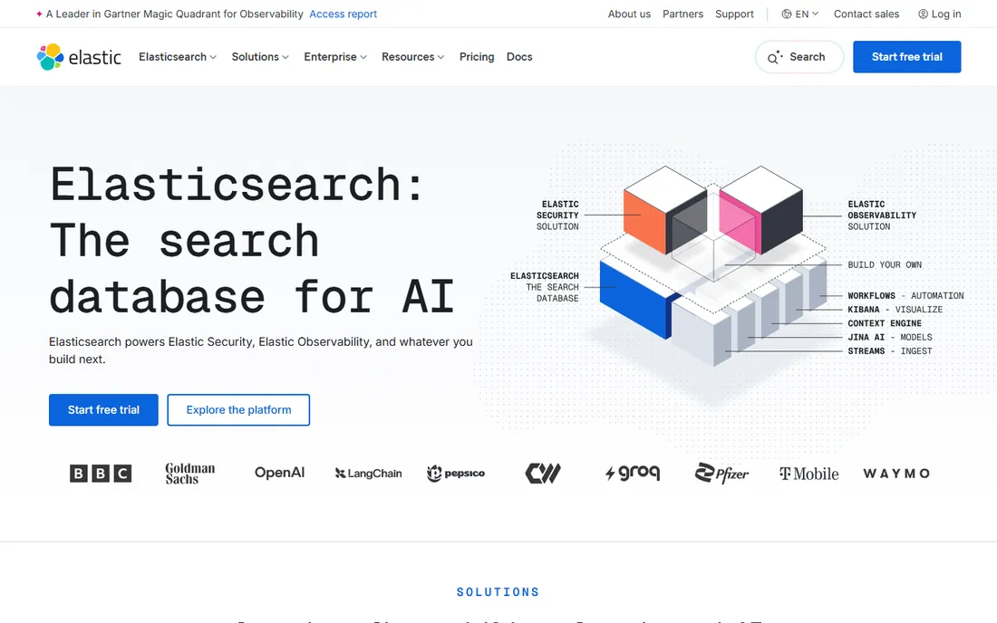 Elastic APM homepage
