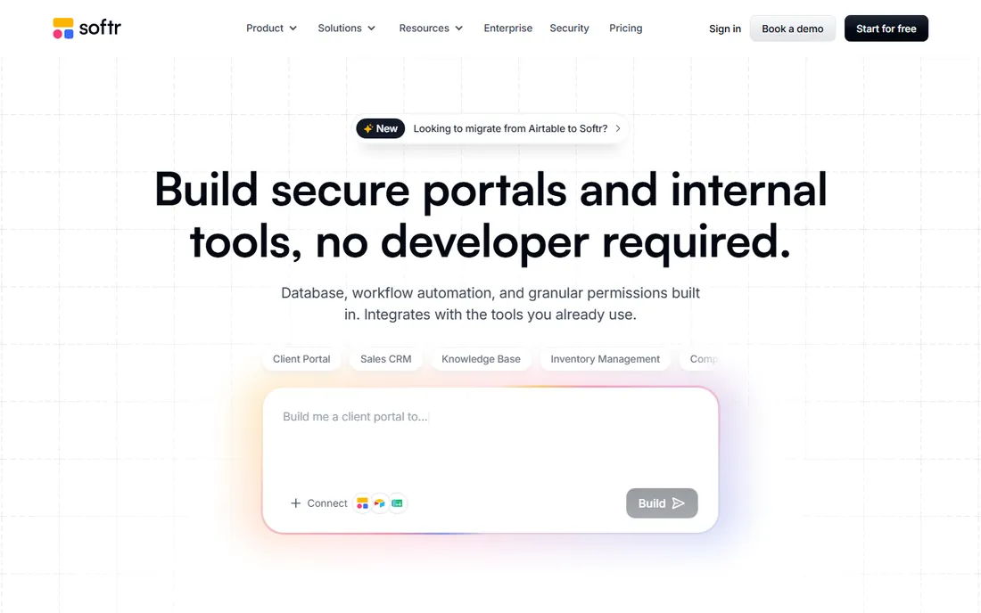 Softr homepage