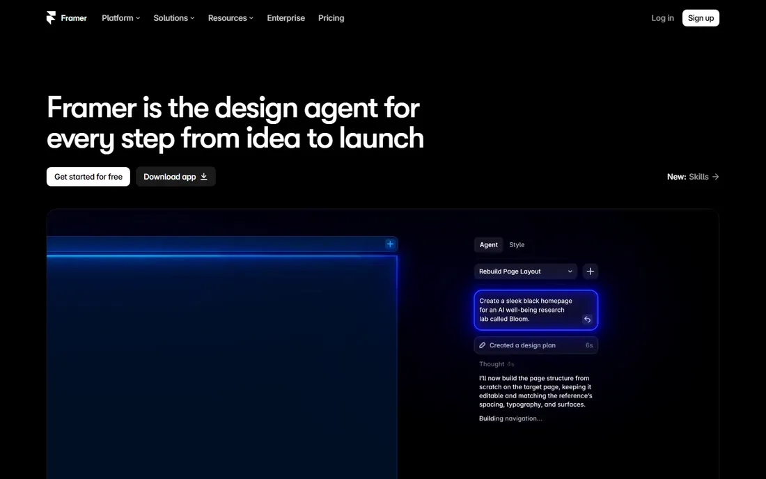 Framer homepage