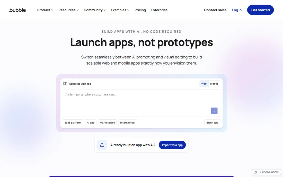 Bubble homepage