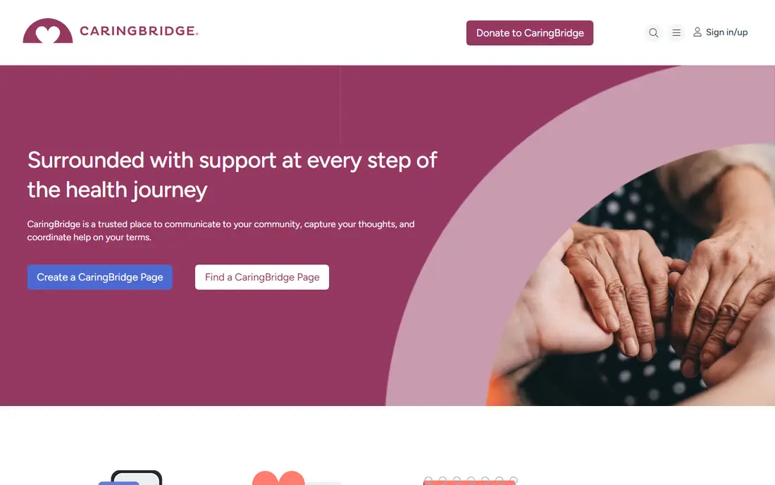 CaringBridge homepage