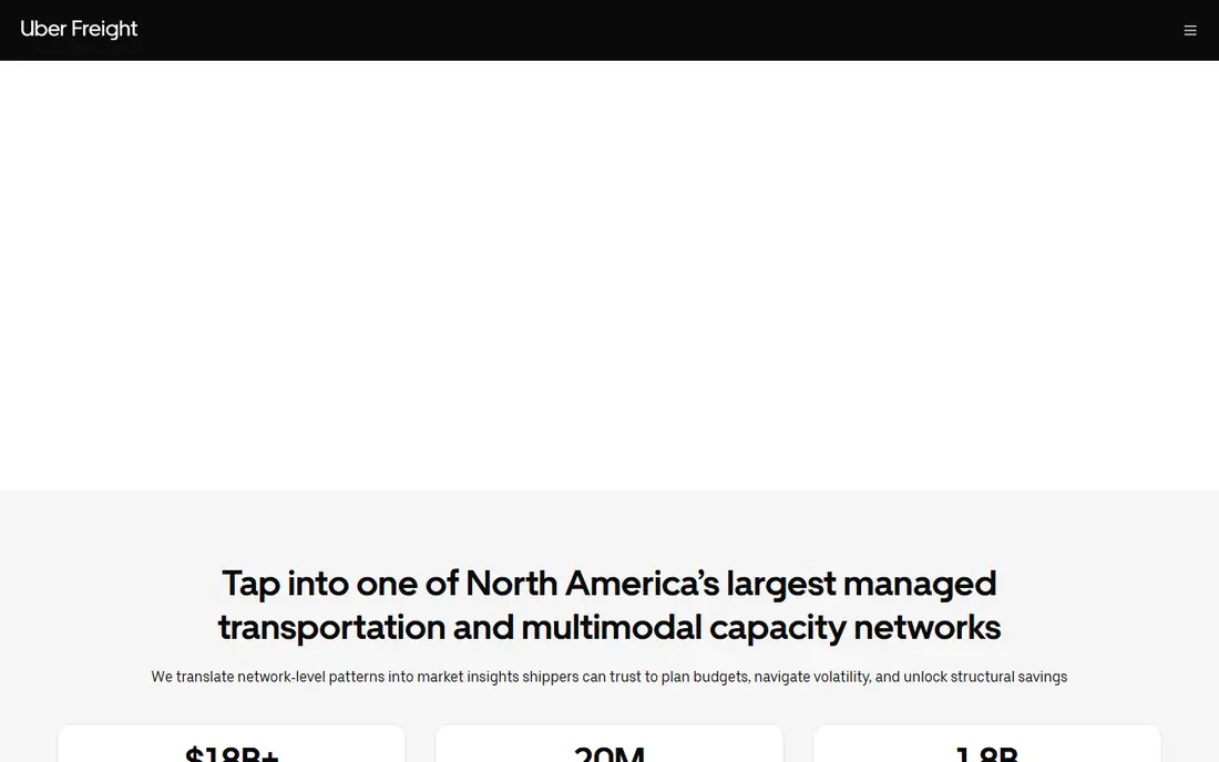 Uber Freight homepage