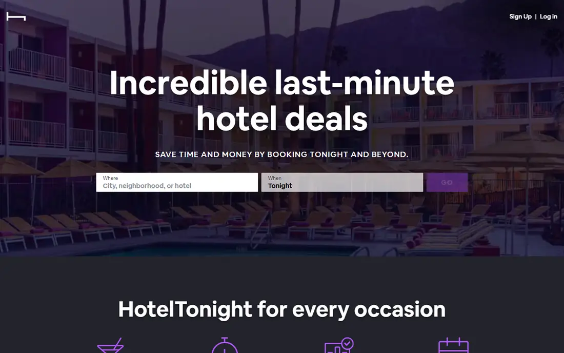 HotelTonight homepage