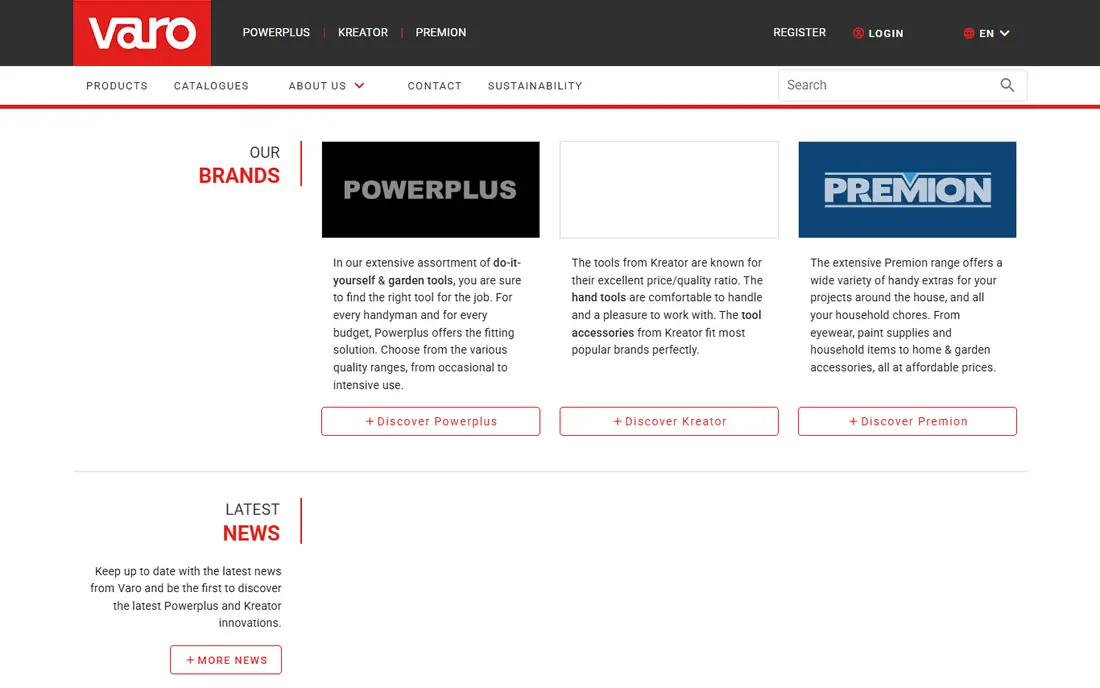 Varo homepage