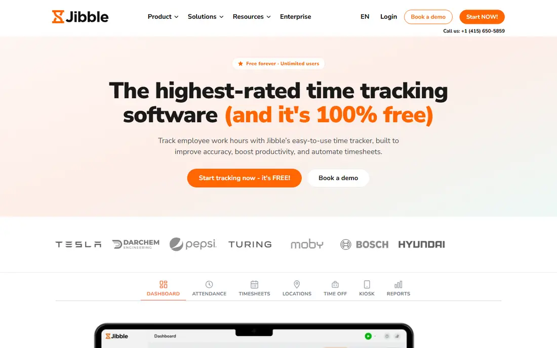 Jibble homepage
