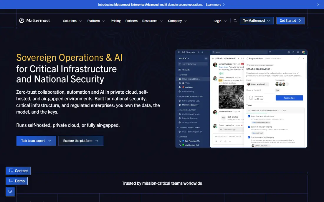 Mattermost homepage