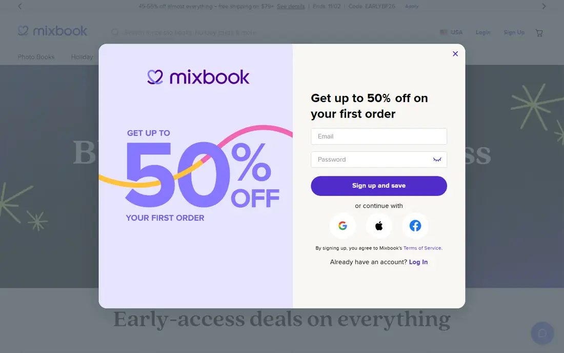Mixbook homepage