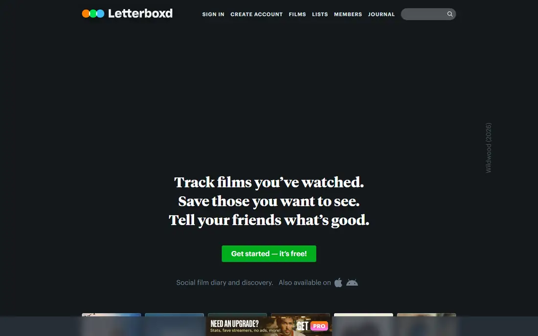 Letterboxd homepage