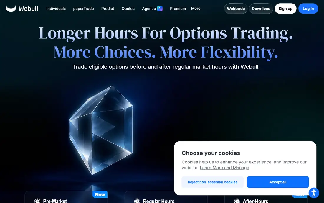 Webull homepage