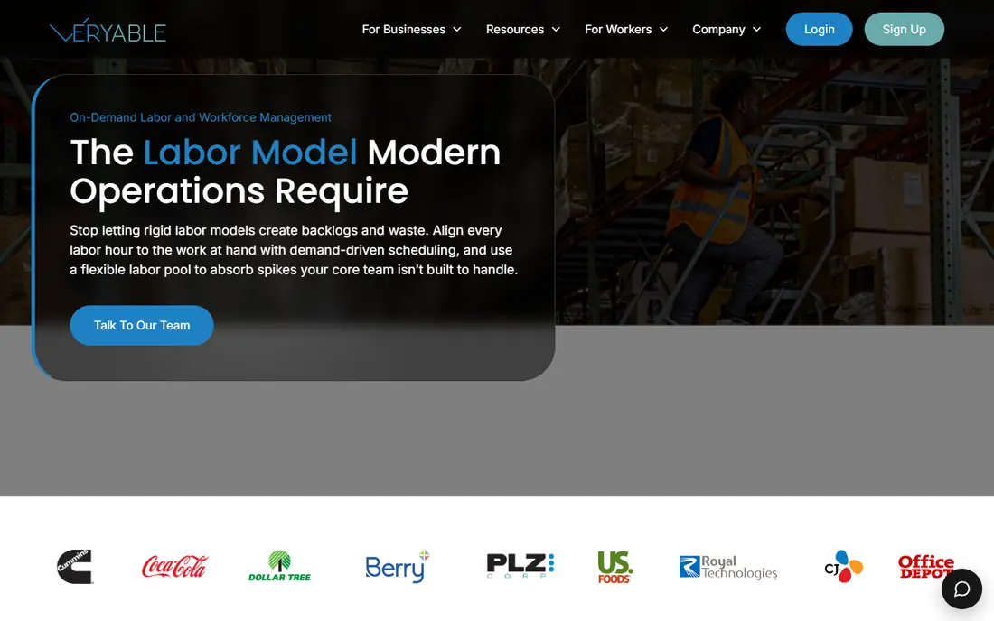 Veryable homepage