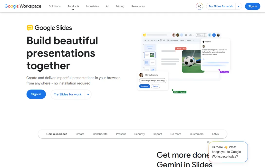 Google Slides homepage