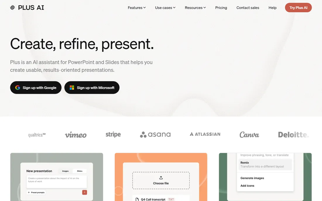 Plus AI homepage
