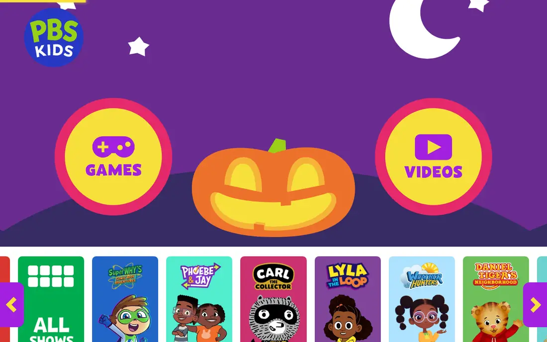 PBS KIDS Games homepage