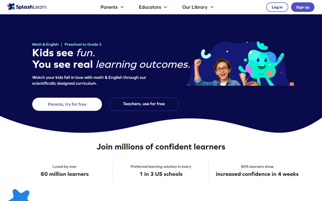 SplashLearn homepage