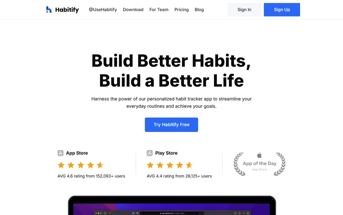 Habitify homepage