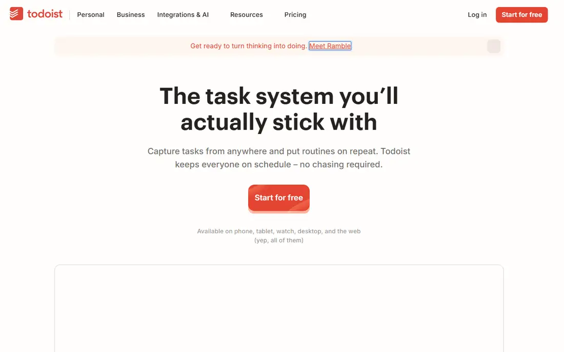 Todoist homepage