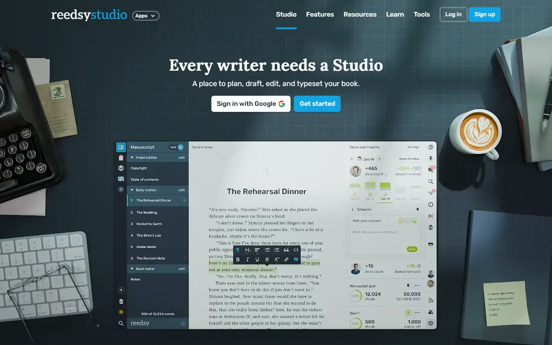 Reedsy Studio homepage