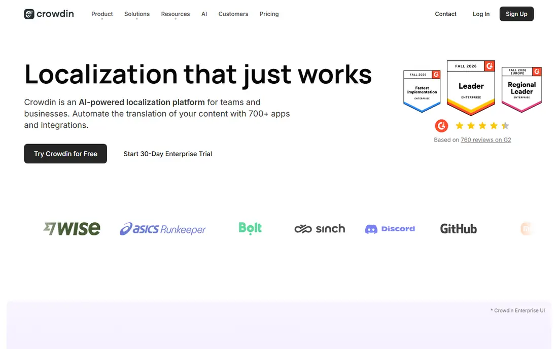 Crowdin homepage
