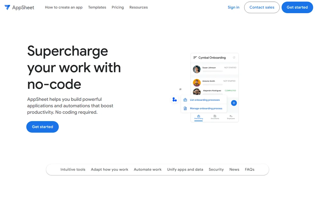 AppSheet homepage