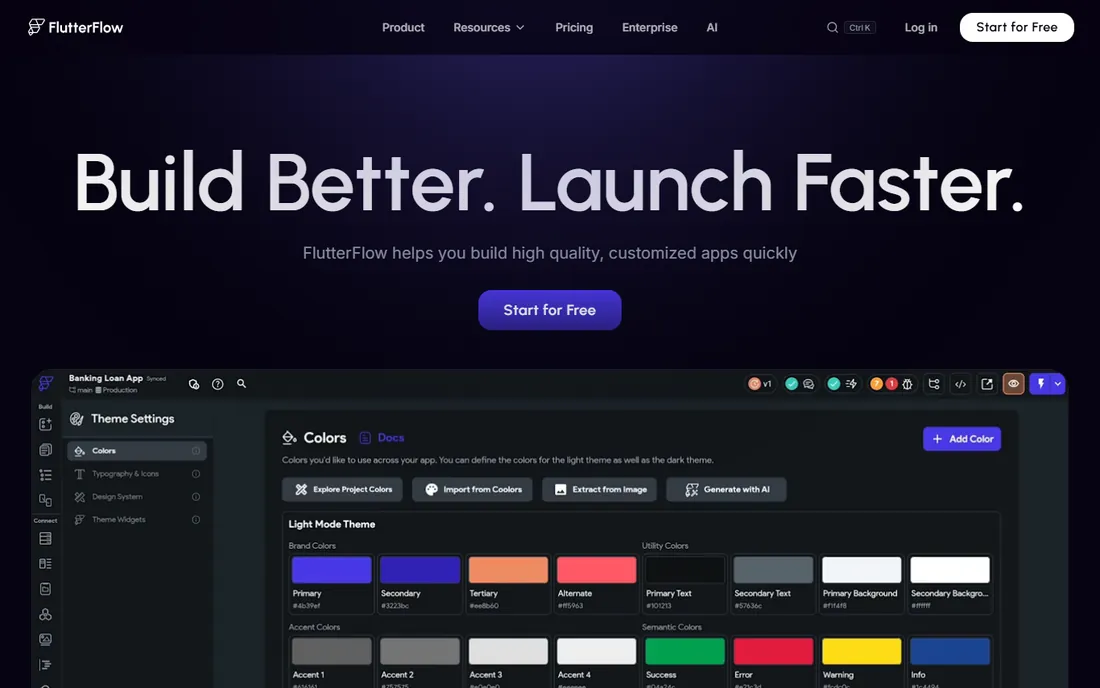 FlutterFlow homepage
