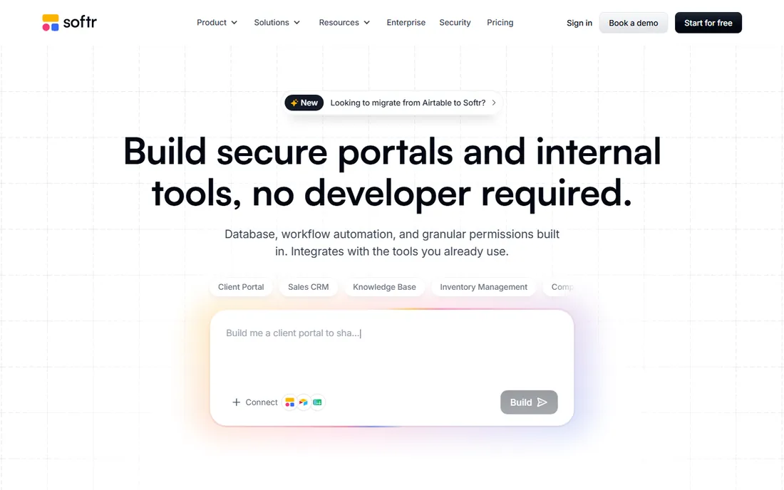 Softr homepage