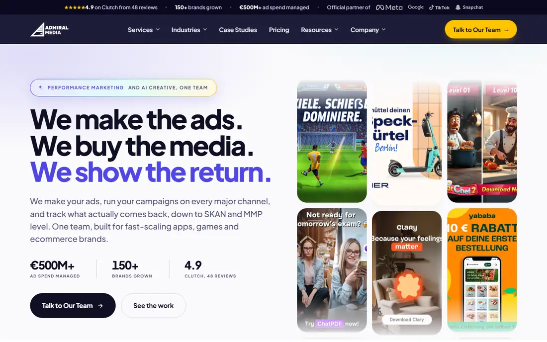 Admiral Media homepage