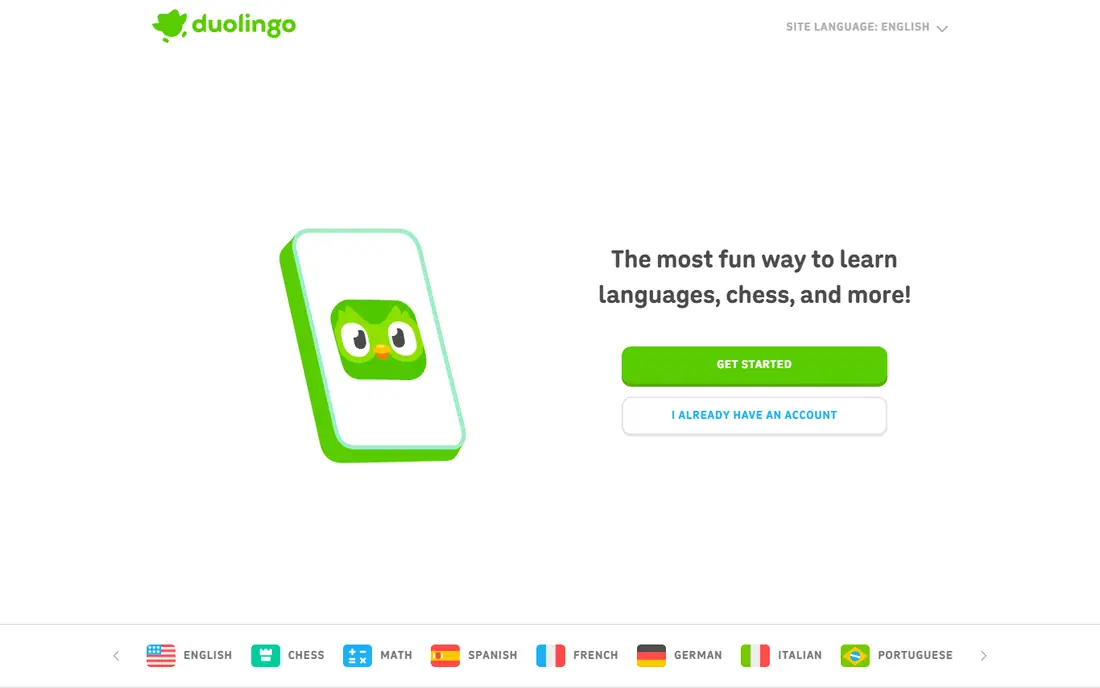 Duolingo homepage