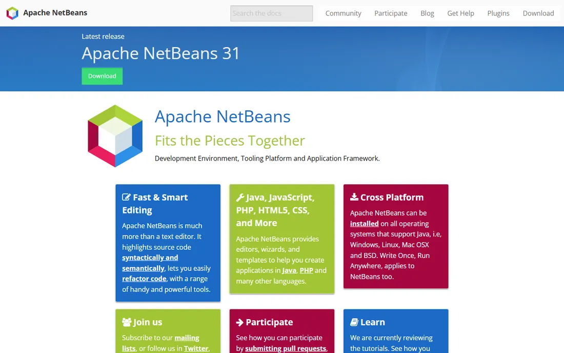 Apache NetBeans homepage