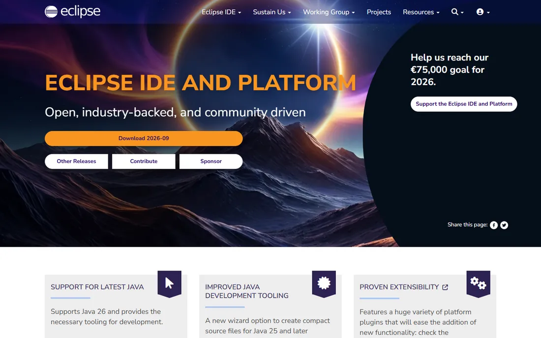 Eclipse IDE homepage