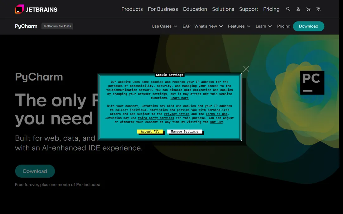 PyCharm homepage