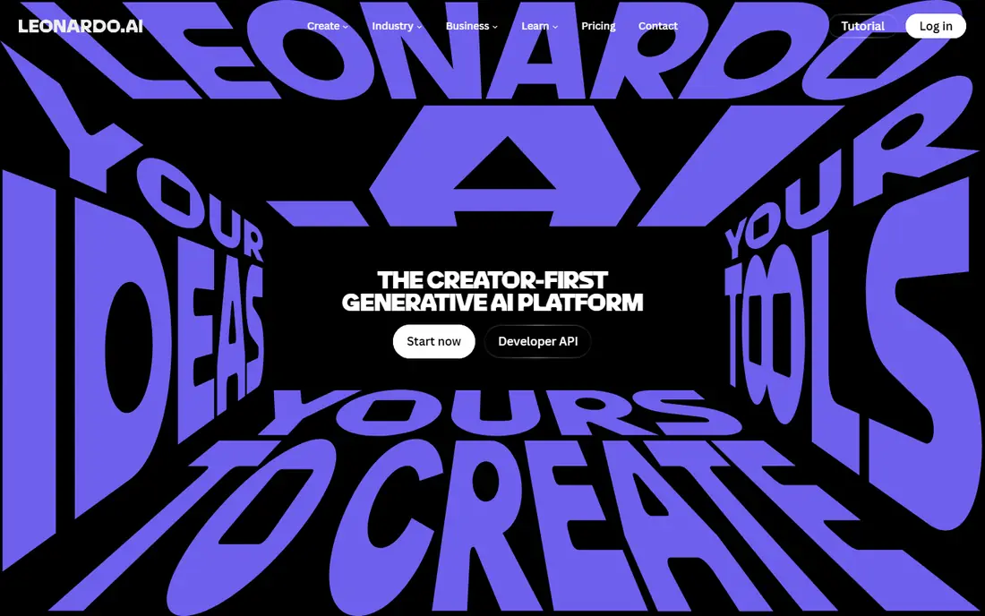 Leonardo AI homepage