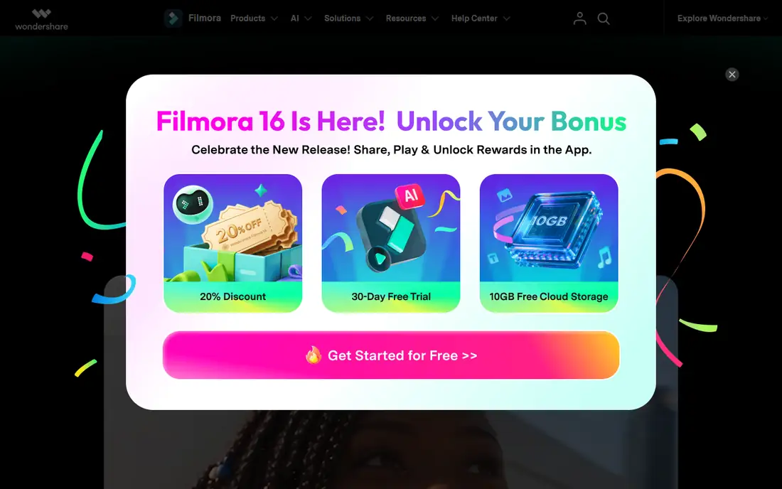 Filmora homepage