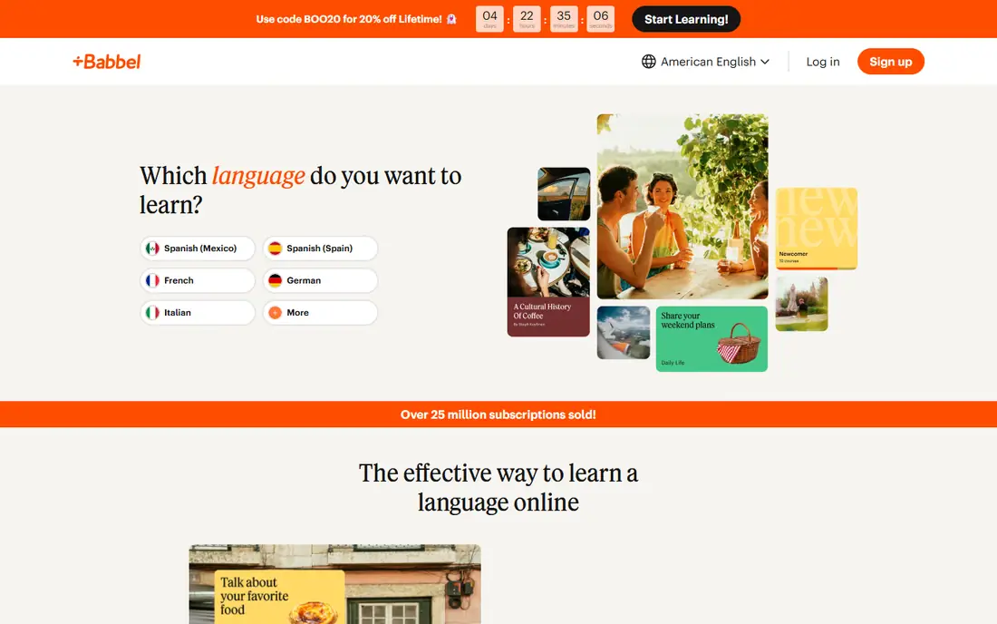 Babbel homepage
