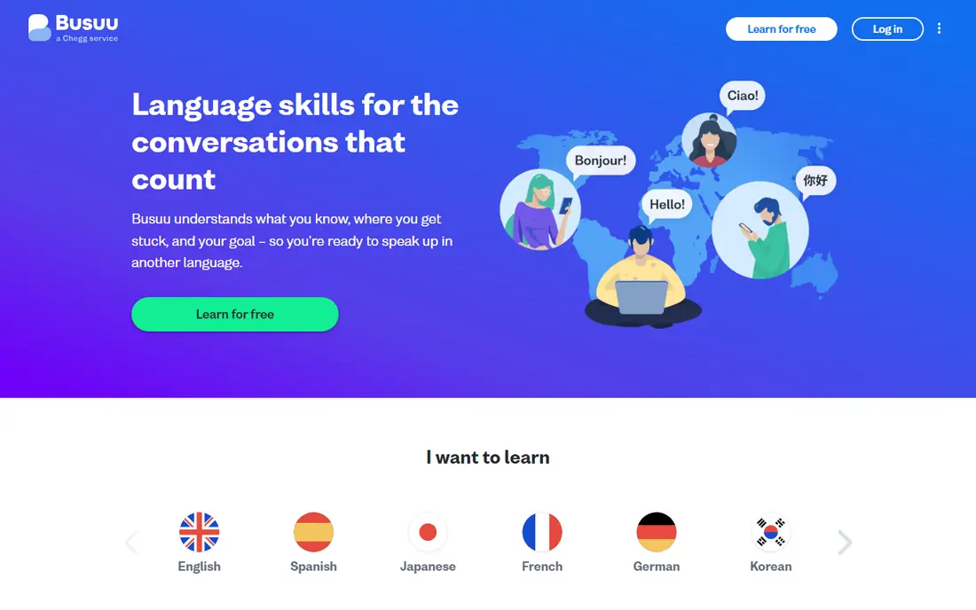 Busuu homepage