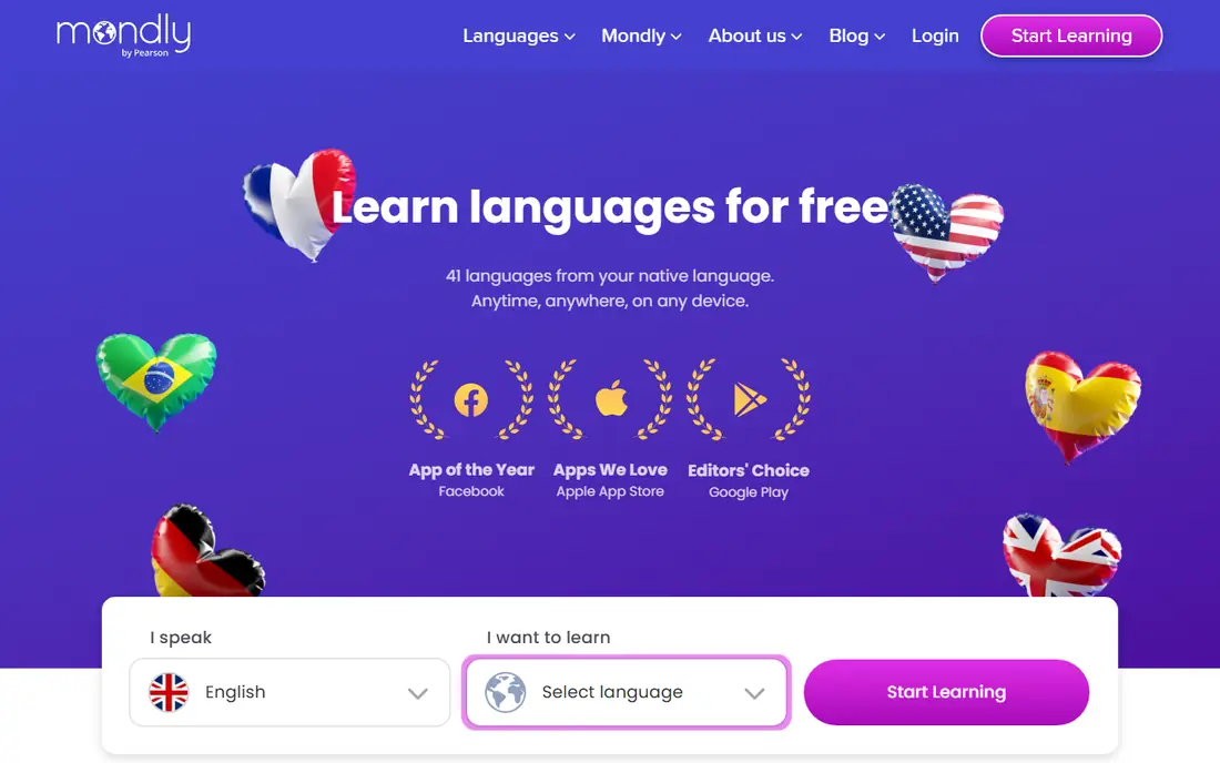 Mondly homepage
