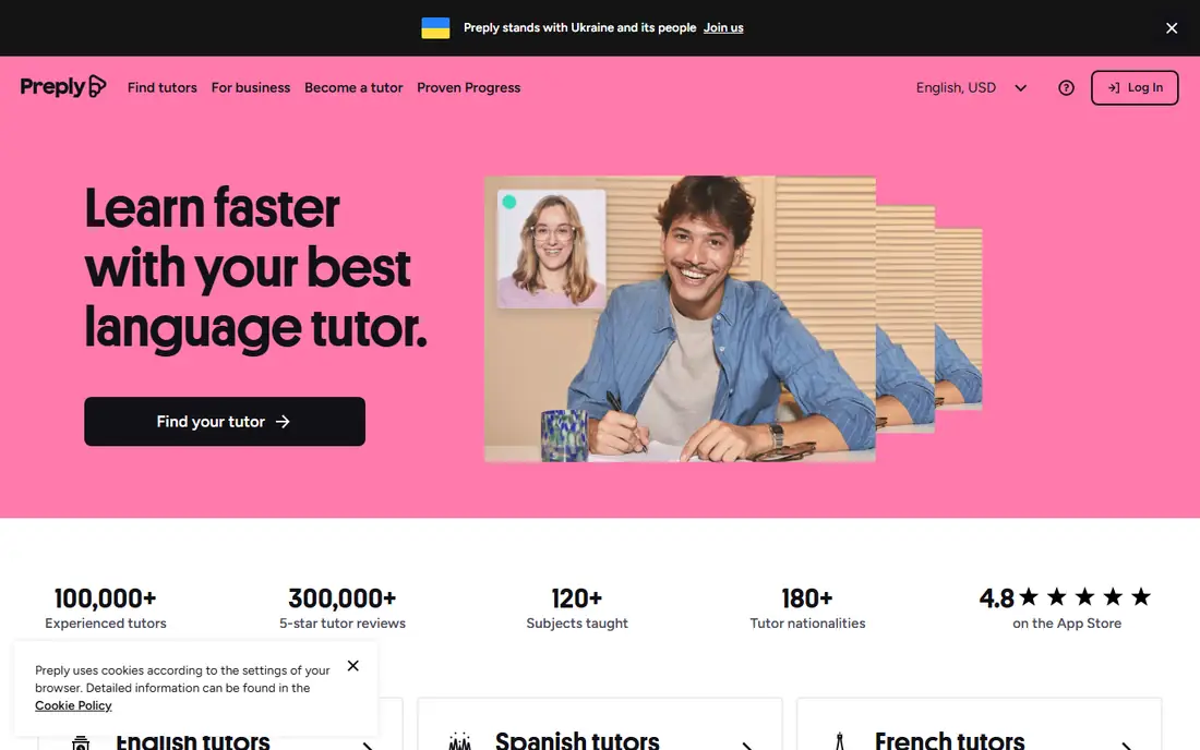 Preply homepage
