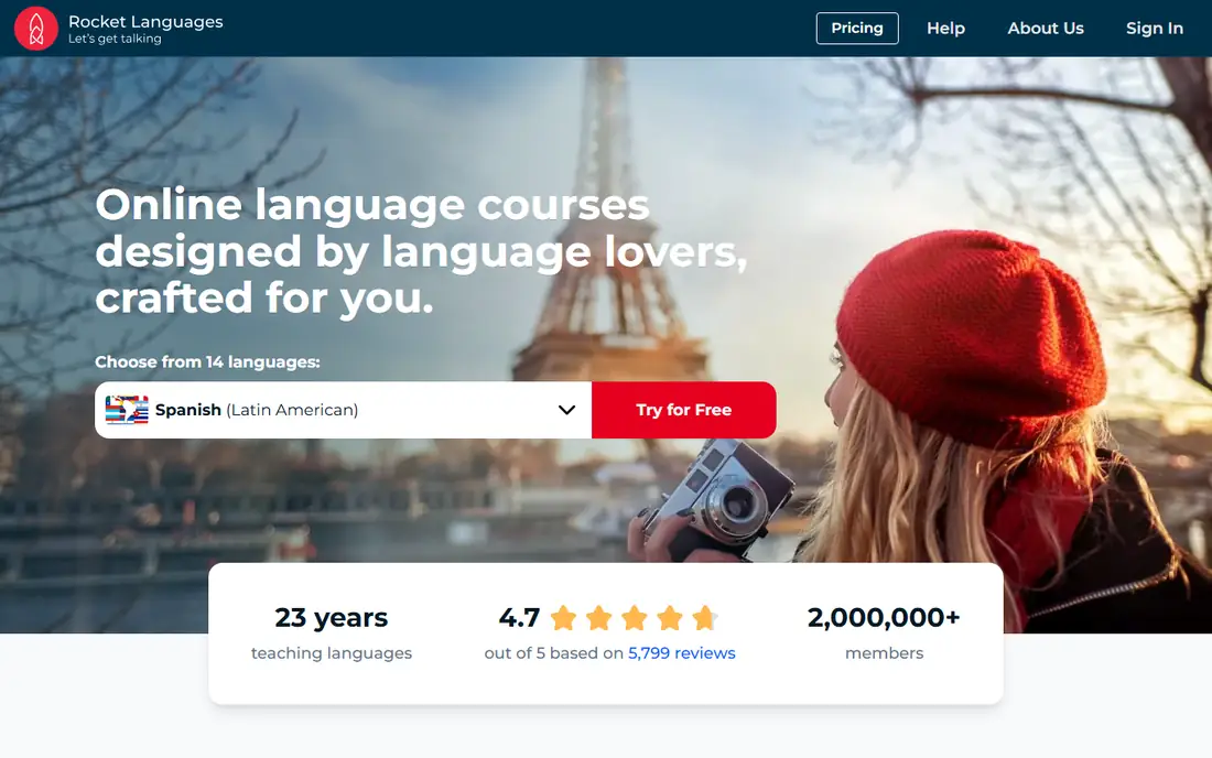 Rocket Languages homepage
