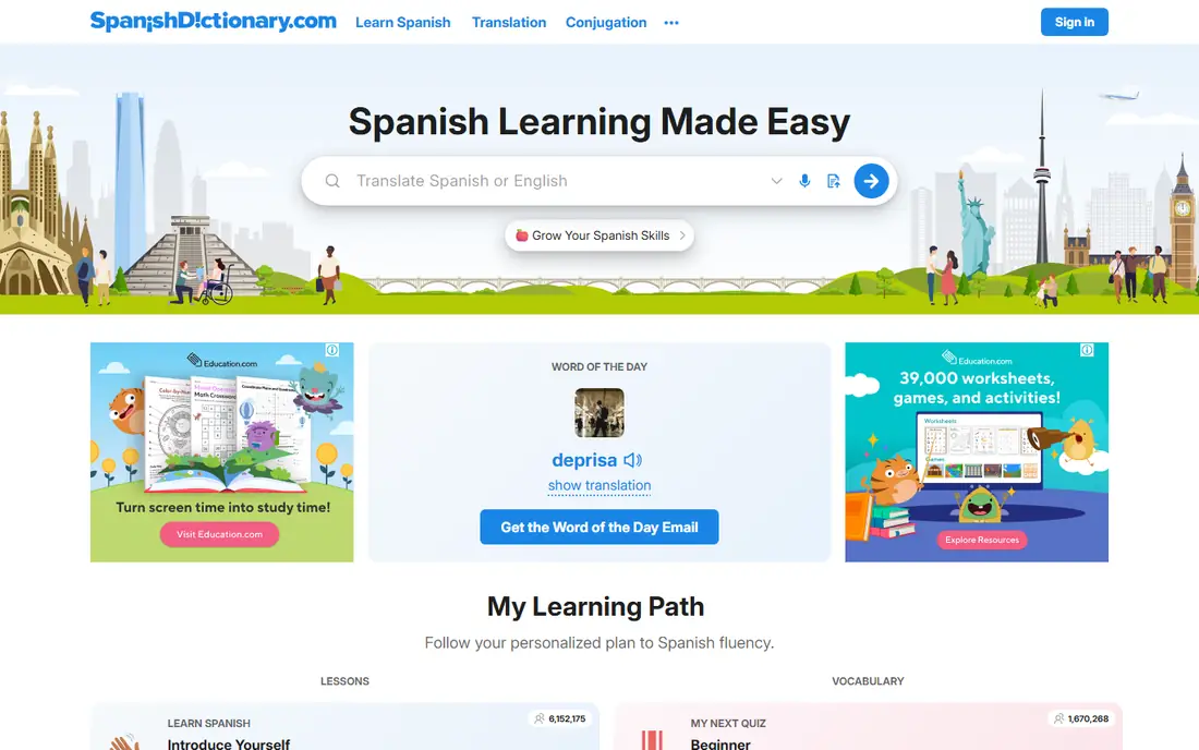 SpanishDict homepage