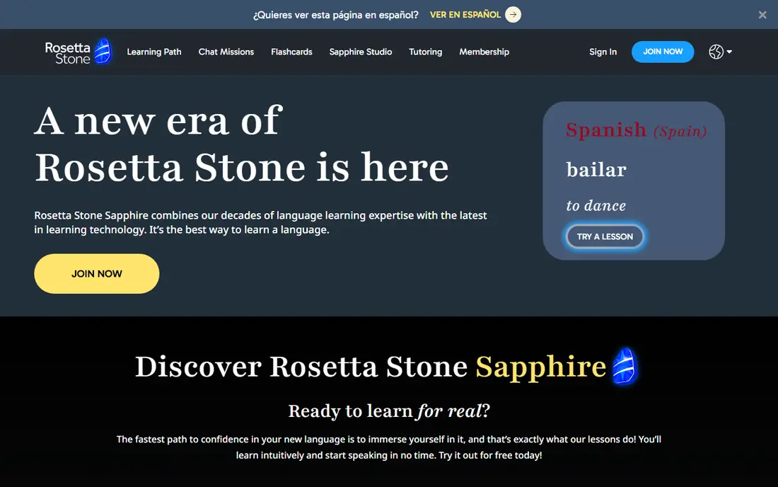 Rosetta Stone homepage