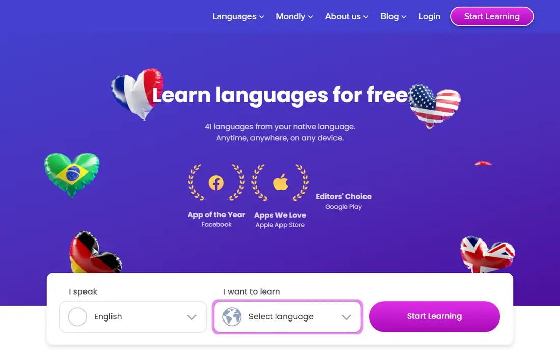 Mondly homepage