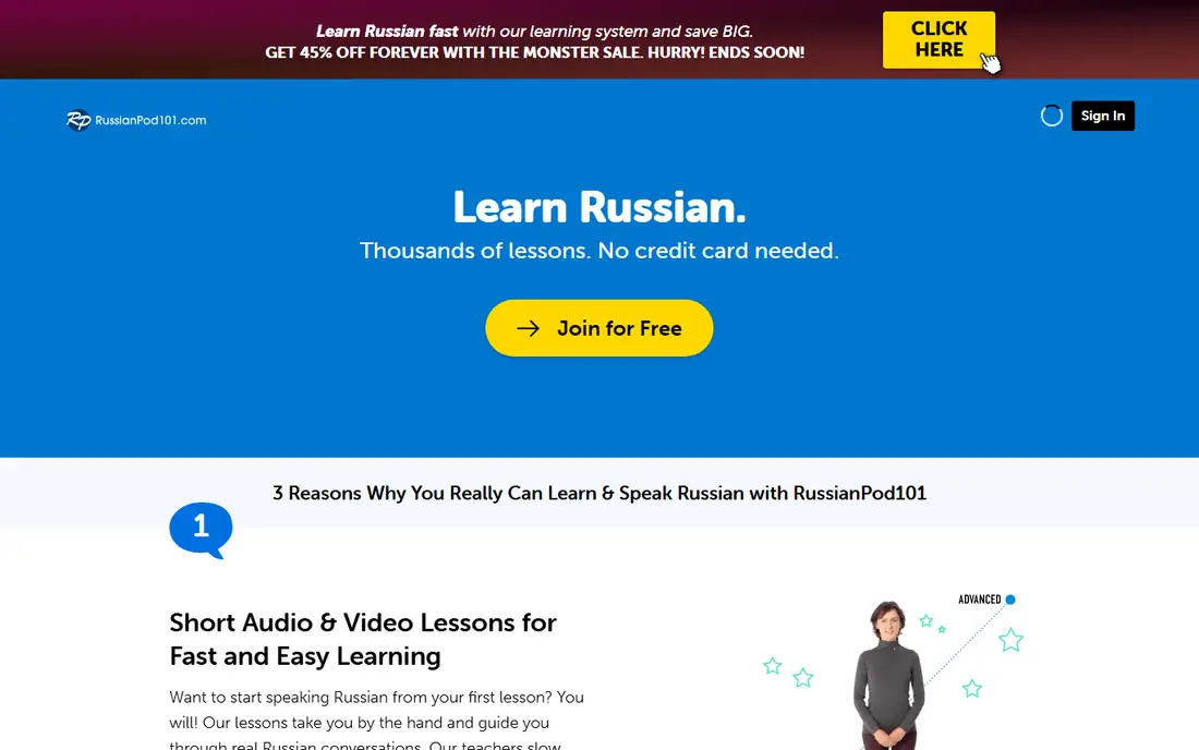 RussianPod101 homepage
