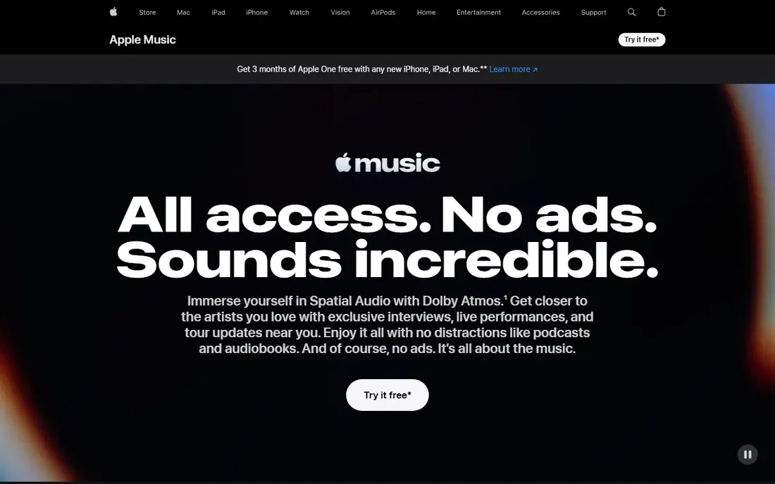 Apple Music homepage