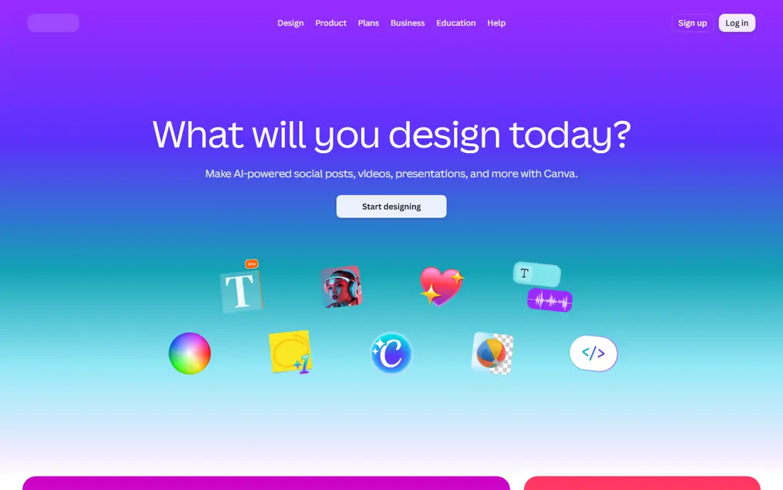 Canva homepage