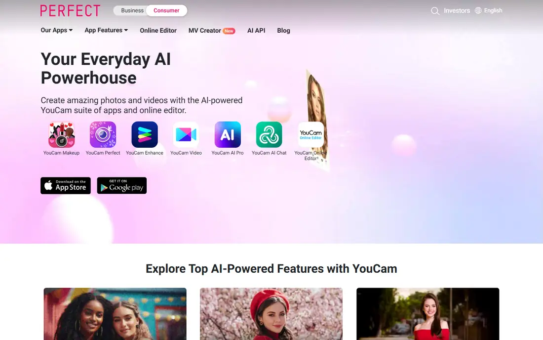 YouCam Perfect homepage