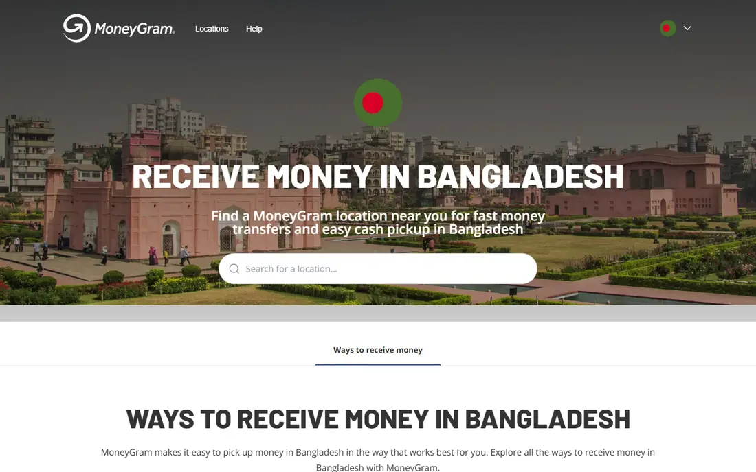 MoneyGram homepage