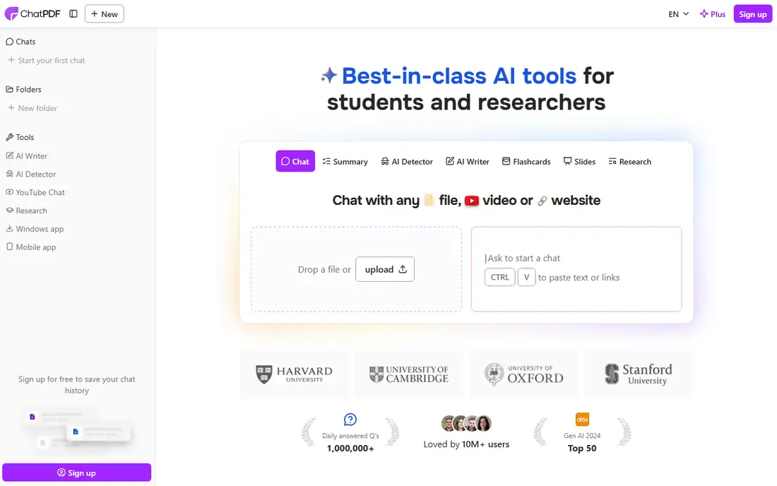 ChatPDF homepage