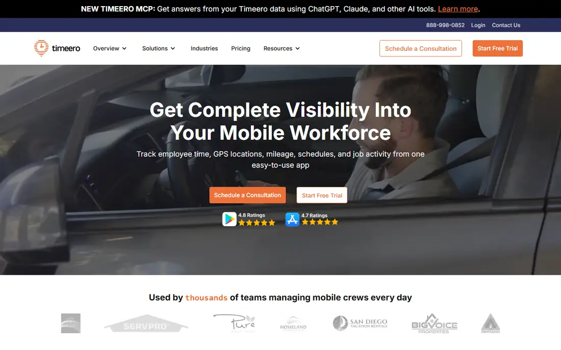 Timeero homepage