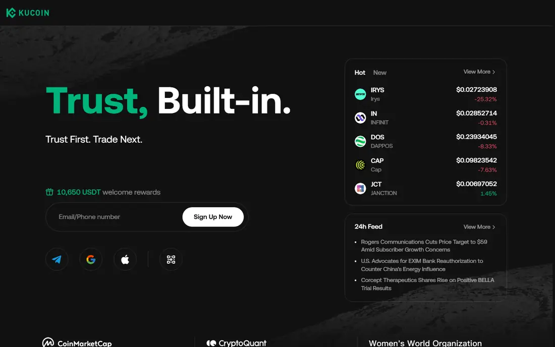 KuCoin homepage